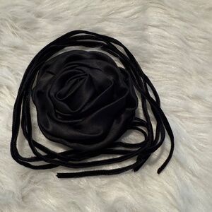 Chico's Black Rose Flower Choker Necklace